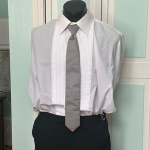 Pewter Silver Grey Gray Skinny Twill Tie Wedding Prom Tuxedo Pre Tied